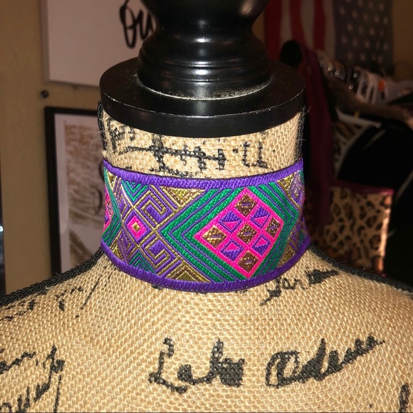 Bright Boho Geometric Choker - Picture 2 of 4